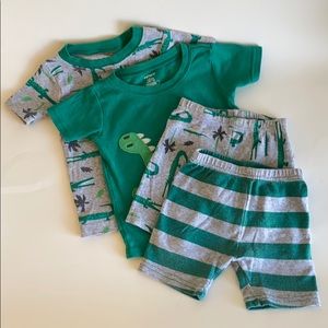 Toddler Alligator short and t-shirt 4pc set.